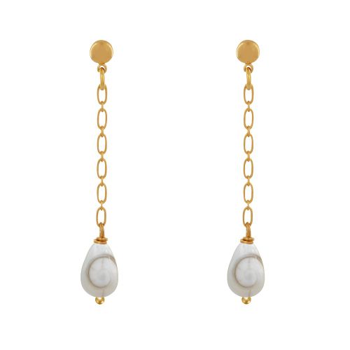 Boucles d'Oreilles Chainette Laiton et Goutte Oeil de Sainte - LES POULETTES BIJOUX - Modalova