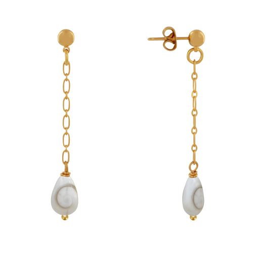 Boucles d'Oreilles Chainette Laiton et Goutte Oeil de Sainte - LES POULETTES BIJOUX - Modalova