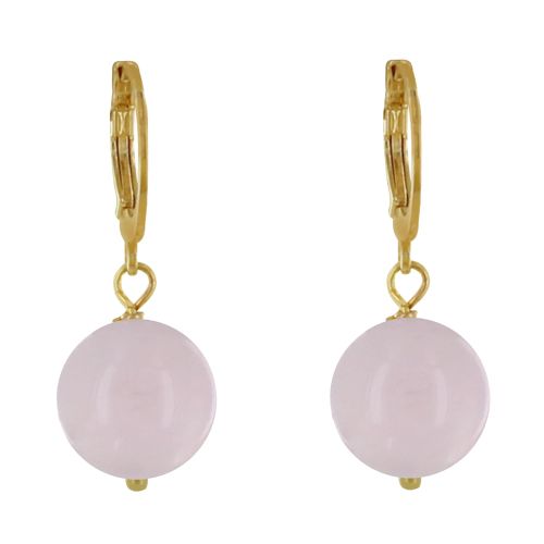 Boucles d'Oreilles Mini Créoles Acier Doré et Perle de Quartz - LES POULETTES BIJOUX - Modalova