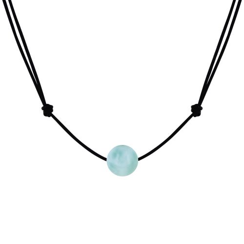 Collier Lien Perle de Larimar 8mm - LES POULETTES BIJOUX - Modalova