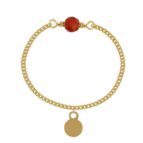 Bague Chaine Plaqué Or Perle Facettée d'Agate - taille - LES POULETTES BIJOUX - Modalova