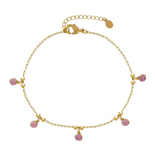 Bracelet Plaqué Or 5 Perles Facettées de Tourmaline - LES POULETTES BIJOUX - Modalova