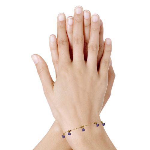 Bracelet Plaqué Or 5 Perles Facettées d'Améthyste - LES POULETTES BIJOUX - Modalova