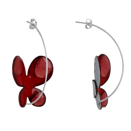 Boucles d'Oreilles Papillons Émaillés et Rose - LES POULETTES BIJOUX - Modalova