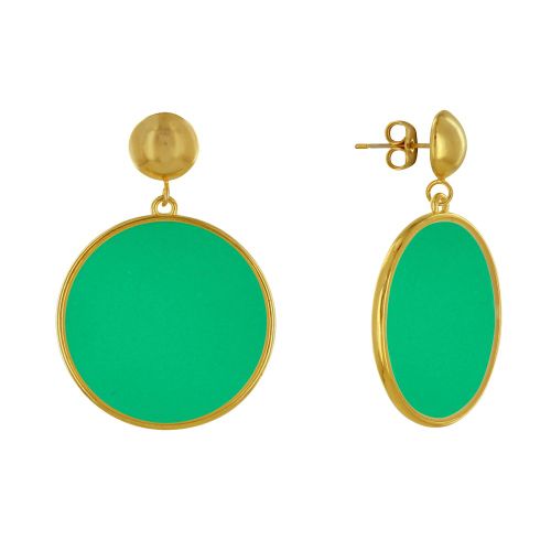 Boucles d'Oreilles Clous Métal Doré Cercle Coloré Translucide - Vert - LES POULETTES BIJOUX - Modalova