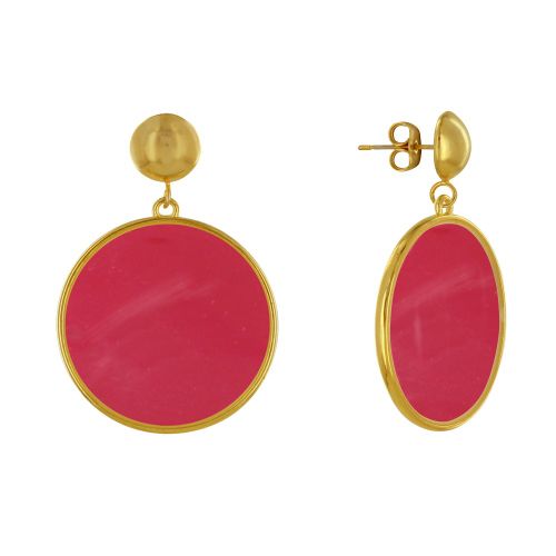 Boucles d'Oreilles Clous Métal Doré Cercle Coloré Translucide - LES POULETTES BIJOUX - Modalova