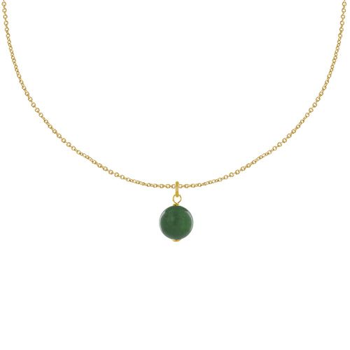 Collier Plaqué Or Pendentif Perle de Jade - LES POULETTES BIJOUX - Modalova
