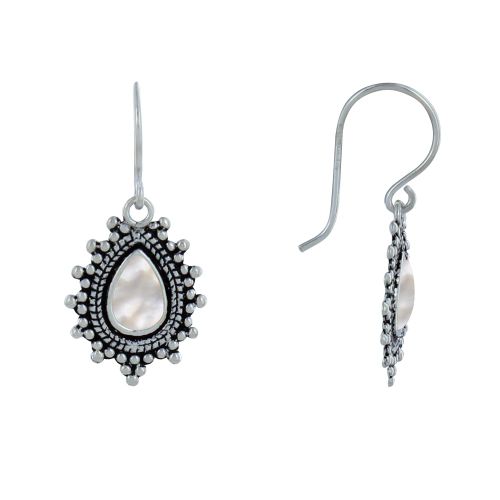 Boucles d'Oreilles Argent 925 Goutte Ethnique et Nacre - LES POULETTES BIJOUX - Modalova