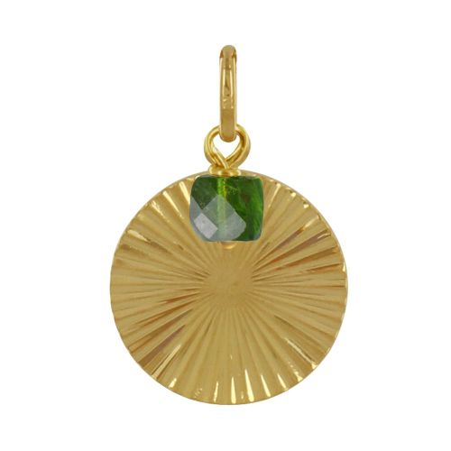Pendentif Plaqué Pastille Striée et Petit Cube de Diopside - LES POULETTES BIJOUX - Modalova