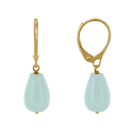 Boucles d'Oreilles Dormeuse Plaqué Or Goutte d'Amazonite - LES POULETTES BIJOUX - Modalova
