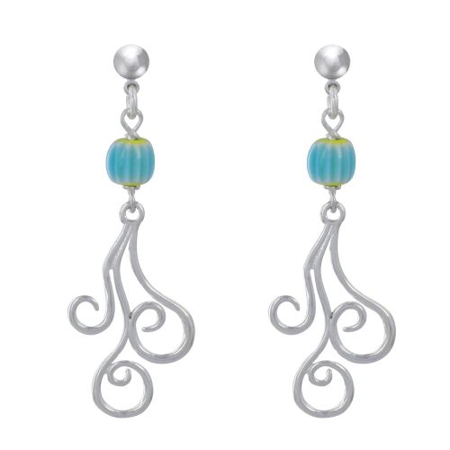 Boucles d'Oreilles Clous Métal Argenté Perles Striées et Arab - LES POULETTES BIJOUX - Modalova
