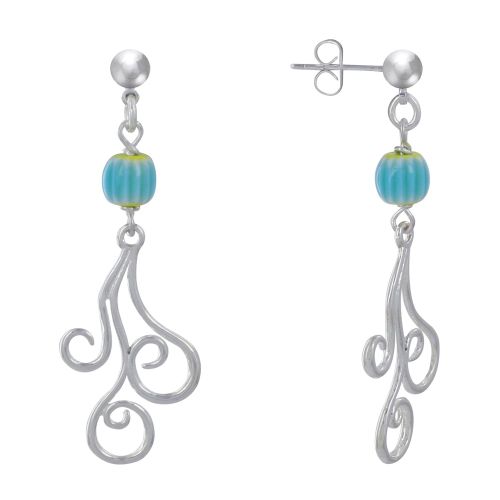 Boucles d'Oreilles Clous Métal Argenté Perles Striées et Arab - LES POULETTES BIJOUX - Modalova