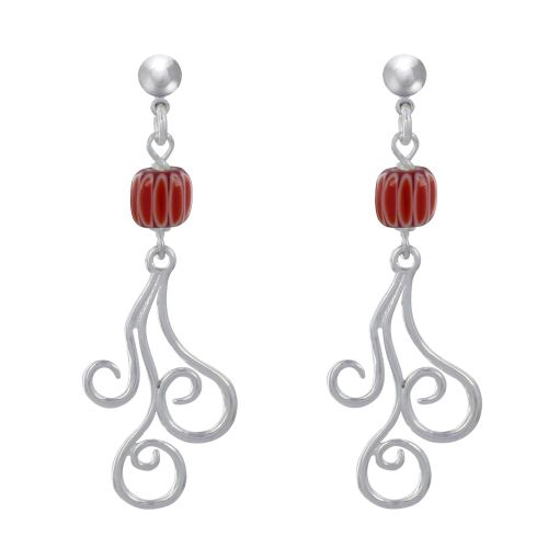 Boucles d'Oreilles Clous Métal Argenté Perles Striées et Arab - LES POULETTES BIJOUX - Modalova