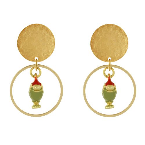 Boucles d'Oreilles Clous Laiton Mat Pastille Brossée Anneau e - LES POULETTES BIJOUX - Modalova