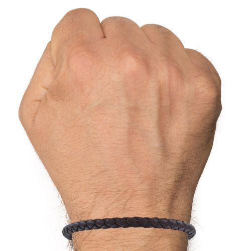 Bracelet Homme Cuir Simple Tréssé Rond 19cm - LES POULETTES BIJOUX - Modalova