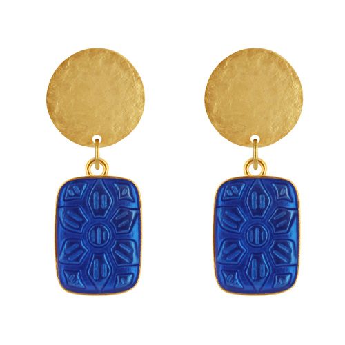 Boucles d'Oreilles Clous Laiton Mat Pastille Brossée et Recta - LES POULETTES BIJOUX - Modalova