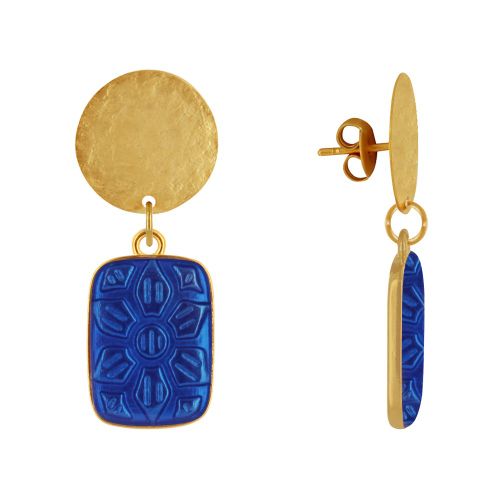 Boucles d'Oreilles Clous Laiton Mat Pastille Brossée et Recta - LES POULETTES BIJOUX - Modalova
