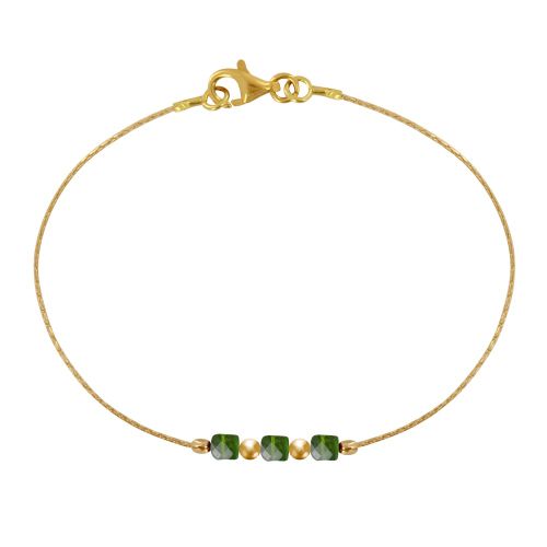 Bracelet Gold Filled Trois Petits Cubes de Diopside - taille - LES POULETTES BIJOUX - Modalova