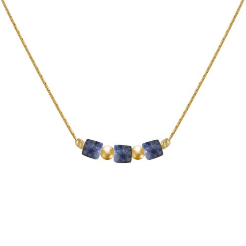 Collier Gold Filled Trois Petits Cubes de Saphir - LES POULETTES BIJOUX - Modalova