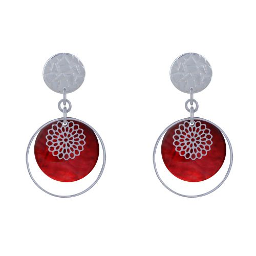 Boucles d'Oreilles Clous Métal Argenté Cercle et Pastille de - LES POULETTES BIJOUX - Modalova