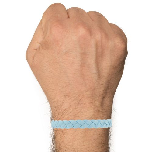 Bracelet Mixte Tresse en Cuir de Chèvre Ciel 7mm - taill - LES POULETTES BIJOUX - Modalova