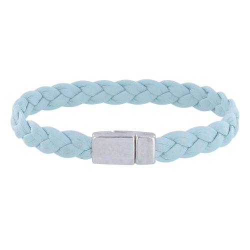 Bracelet Mixte Tresse en Cuir de Chèvre Ciel 7mm - taill - LES POULETTES BIJOUX - Modalova
