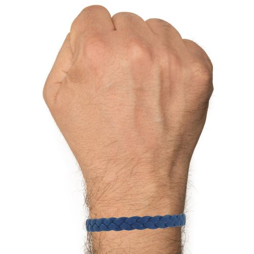 Bracelet Mixte Tresse en Cuir de Chèvre Navy 7mm - taill - LES POULETTES BIJOUX - Modalova