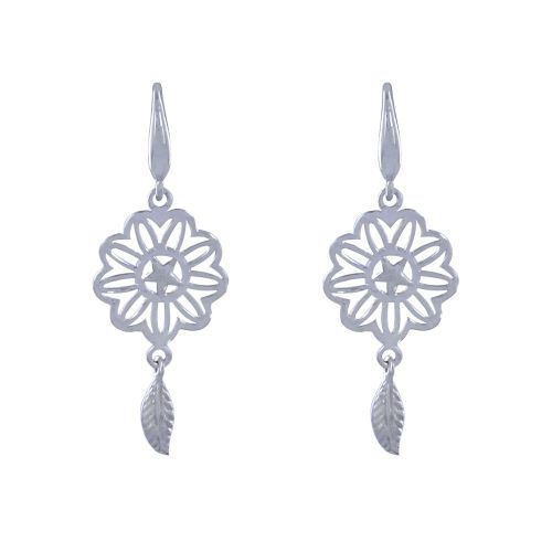 Boucles d'Oreilles 925 Mandala et Plume - LES POULETTES BIJOUX - Modalova