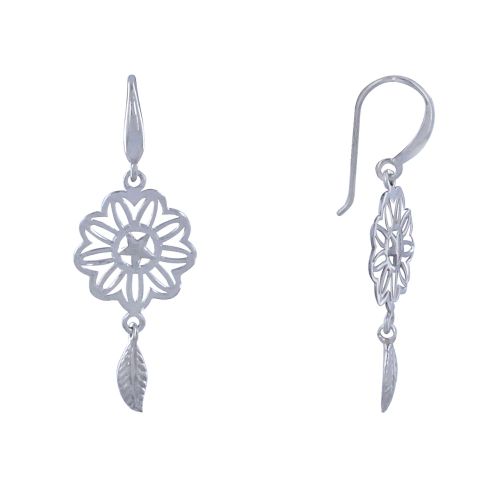Boucles d'Oreilles 925 Mandala et Plume - LES POULETTES BIJOUX - Modalova