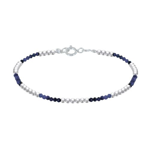 Bracelet Perles Argent 925 et Perles de Lapis Lazuli Facetté - LES POULETTES BIJOUX - Modalova