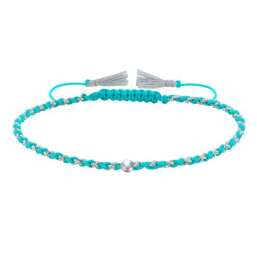 Bracelet Lien Tréssé Rond Bicolore Lurex et Une Perle Argent 925 - LES POULETTES BIJOUX - Modalova