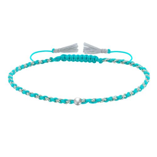 Bracelet Lien Tréssé Rond Bicolore Lurex et Une Perle Argent - LES POULETTES BIJOUX - Modalova