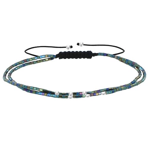 Bracelet Duo Lien Perles de Verre Perles Argent 925 - LES POULETTES BIJOUX - Modalova