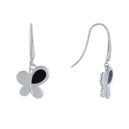 Boucles d'Oreilles Papillons Argent et Onyx - LES POULETTES BIJOUX - Modalova