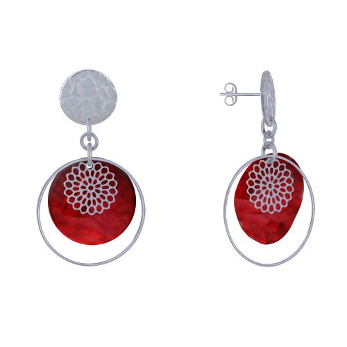 Boucles d'Oreilles Clous Métal Argenté Cercle et Pastille de - LES POULETTES BIJOUX - Modalova