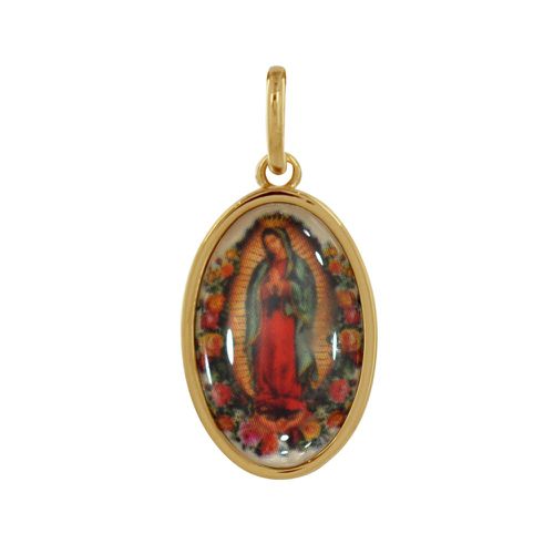 Pendentif Plaqué Or Médaille Ovale Vierge de Guadalupe Coloré - LES POULETTES BIJOUX - Modalova