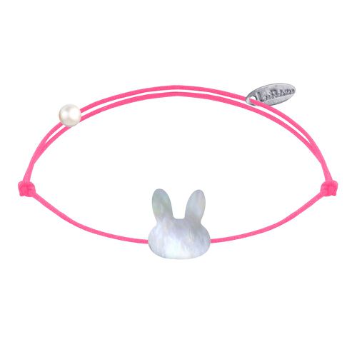 Bracelet Lien Tête de Lapin en Nacre - Rose Fluo - LES POULETTES BIJOUX - Modalova