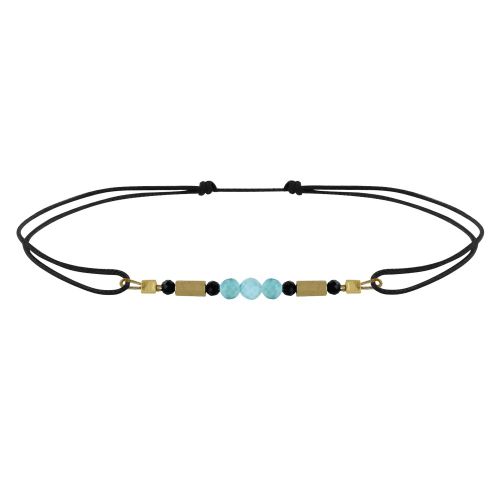 Bracelet Lien 3 Perles Facettées de Larimar Tubes Hématites e - LES POULETTES BIJOUX - Modalova