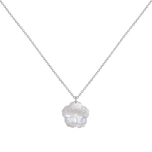 Collier Argent Fleur de Nacre Ivoire - LES POULETTES BIJOUX - Modalova