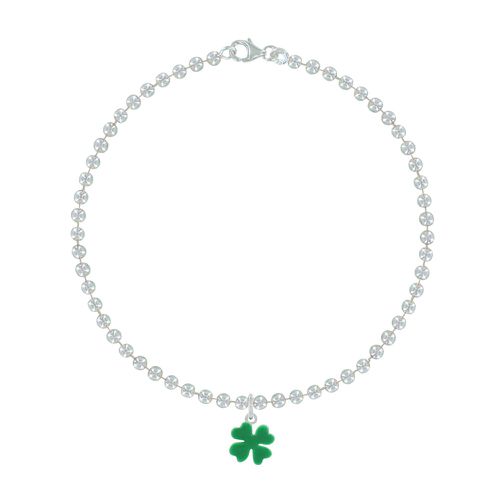 Bracelet Petites Perles et sa Breloque Mini Trèfle Émaillée Vert - LES POULETTES BIJOUX - Modalova