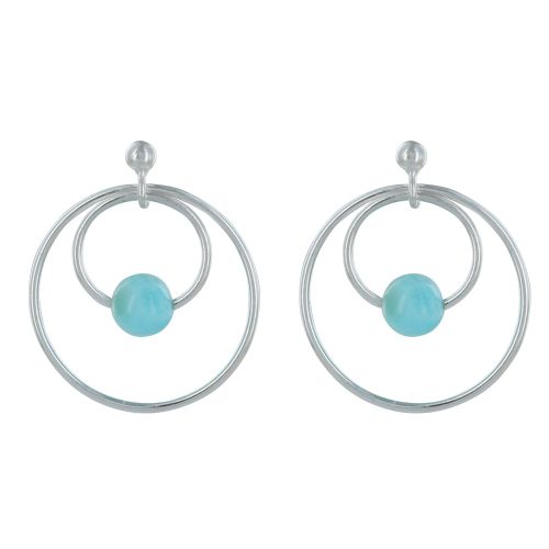 Boucles d'Oreilles Argent 925 Créoles et Larimars - LES POULETTES BIJOUX - Modalova