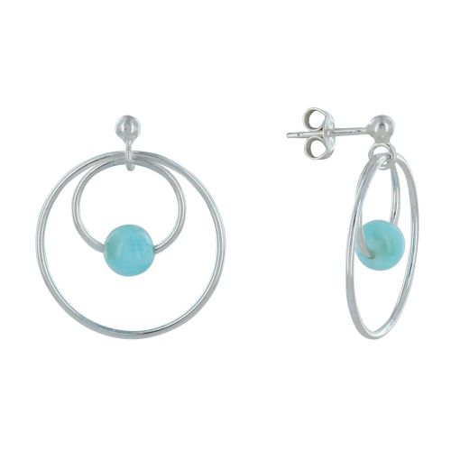 Boucles d'Oreilles Argent 925 Créoles et Larimars - LES POULETTES BIJOUX - Modalova