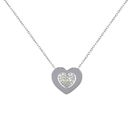 Collier 925 Double Coeurs et Strass - LES POULETTES BIJOUX - Modalova