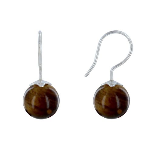 Boucles d'Oreilles Argent Billes Oeil de Tigre - LES POULETTES BIJOUX - Modalova