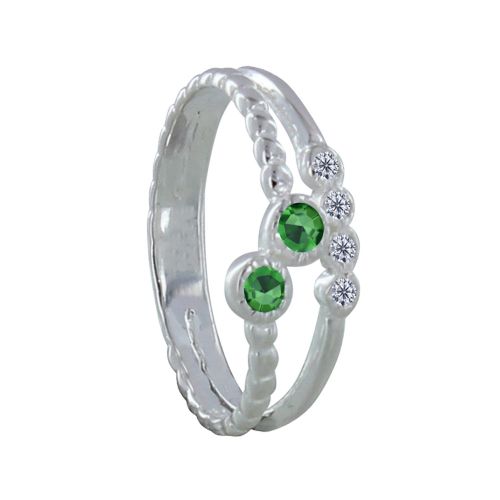 Bague Argent 925 Double 2 Strass et 4 Petits Strass Cris - LES POULETTES BIJOUX - Modalova