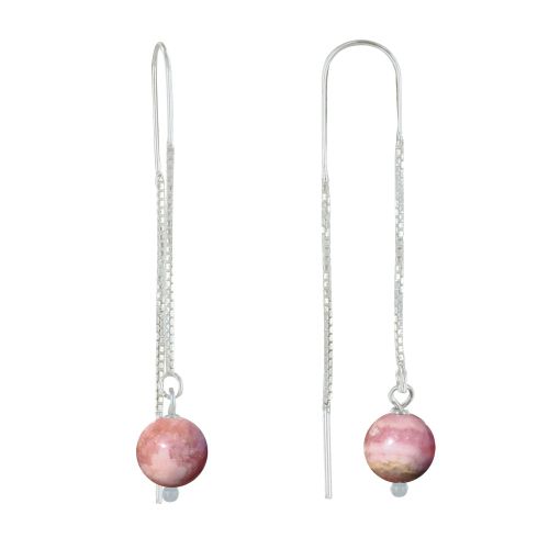 Boucles d'Oreilles Chainette Argent 925 et Perles de Rhodochrosite - LES POULETTES BIJOUX - Modalova