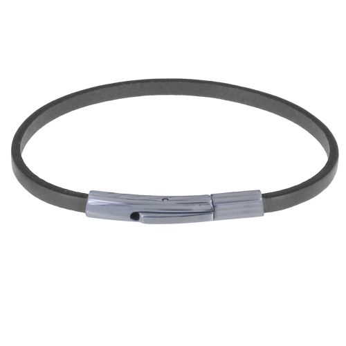 Bracelet Cuir Simple Plat Fermoir Acier Inoxydable - Gr - LES POULETTES BIJOUX - Modalova
