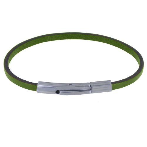 Bracelet Cuir Simple Plat Fermoir Acier Inoxydable - Ve - LES POULETTES BIJOUX - Modalova