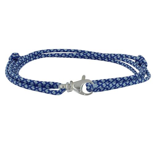 Bracelet Argent 925 Mousqueton Pivotant et Lien en Paracorde - Bleu - LES POULETTES BIJOUX - Modalova
