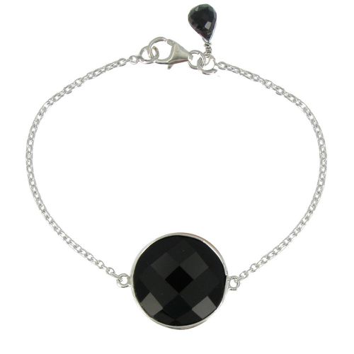 V Bracelet Argent Pavé Faceté d'Onyx - LES POULETTES BIJOUX - Modalova